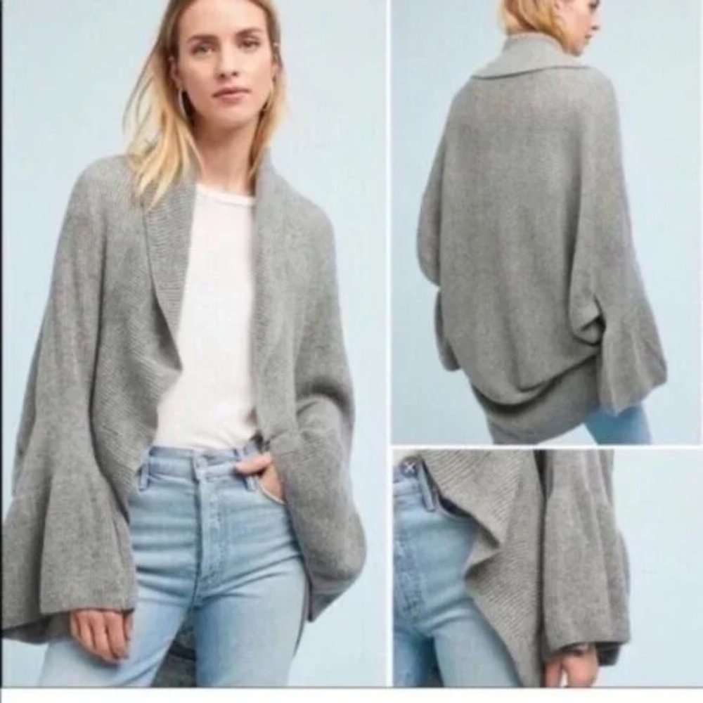 ANTHROPOLOGIE | Sleeping in the Snow Grey Cocoon Open Front Cardigan